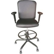 Global Equipment Interion    Antimicrobial PU Leather Big   Tall Drafting Stool, Black 81622H-1-ANT